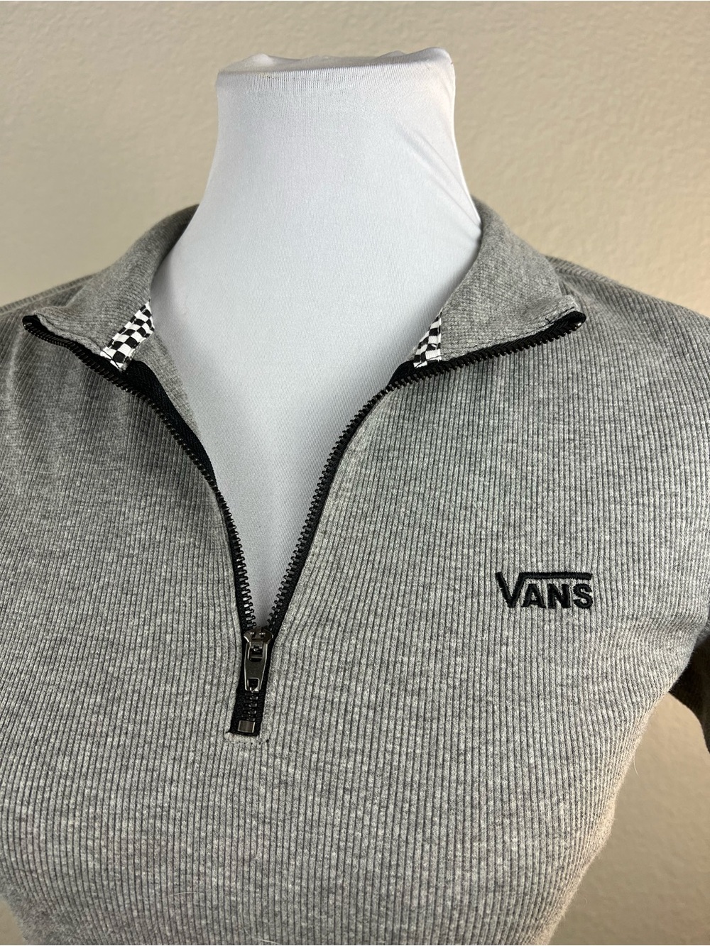 Vans Light Gray Ribbed Zip Polo Mini Dress - Picture 2 of 6